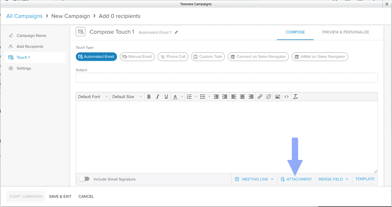 tracking attachment in campaigns