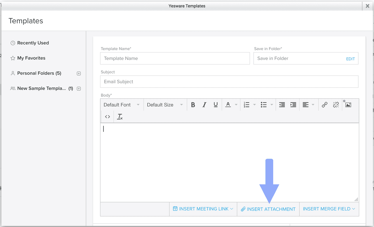 tracking attachment in templates