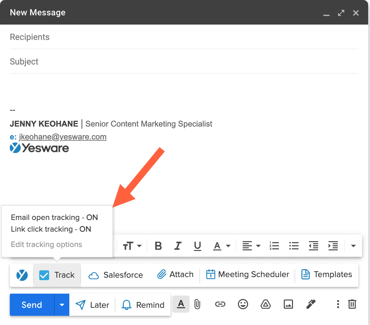 Yesware email tracking