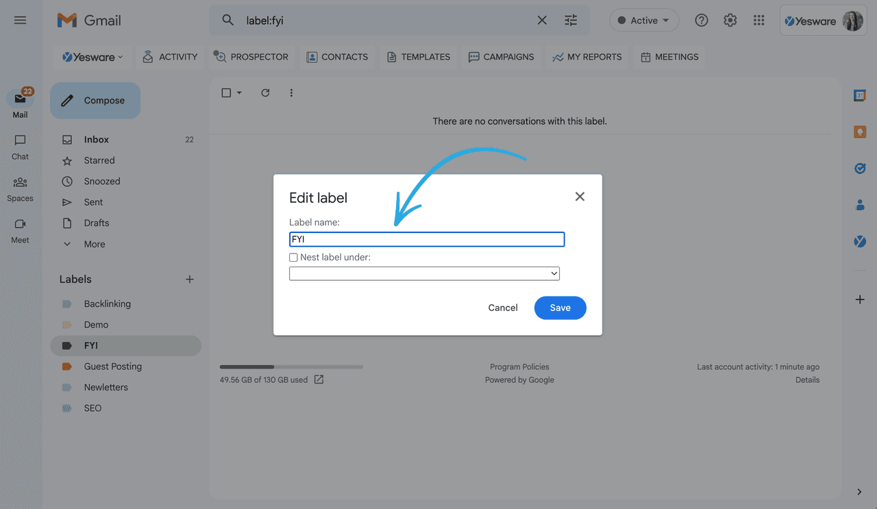 How to edit a label in Gmail: Step 3