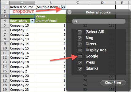 Pivot table prep