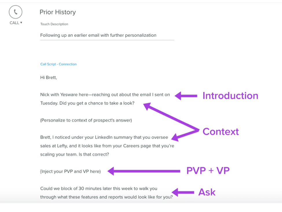 sales call script what to say when you have already emailed