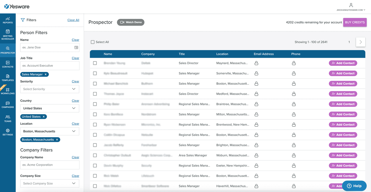 sales prospecting tools: Yesware Prospector