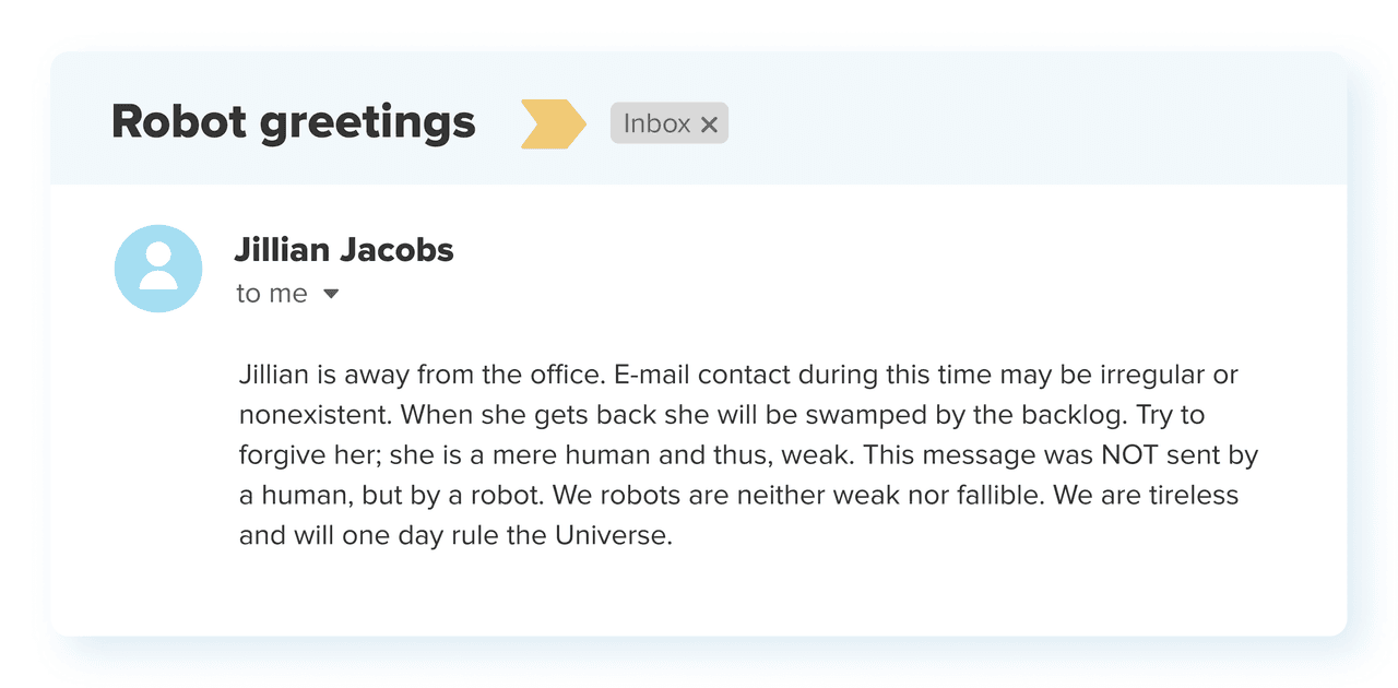 funny out of office message example