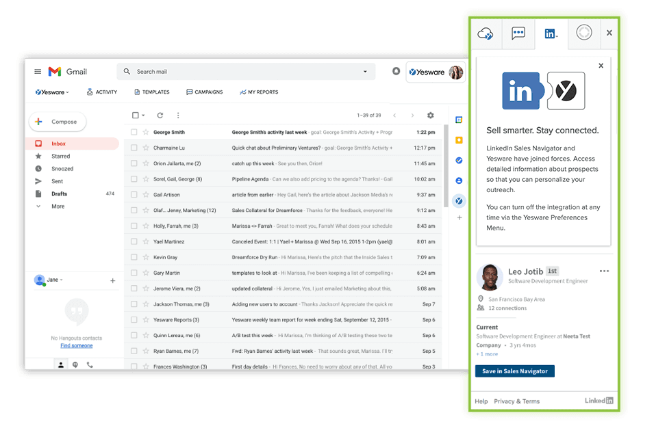 LinkedIn Sales Navigator in Yesware