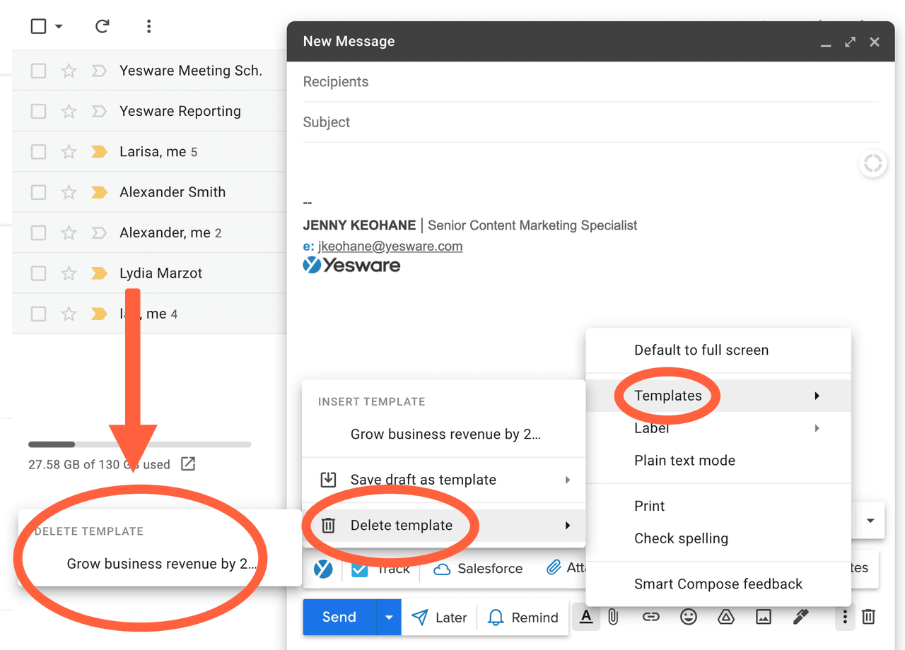 How to delete Gmail Templates