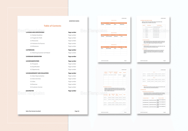 sales plan example template