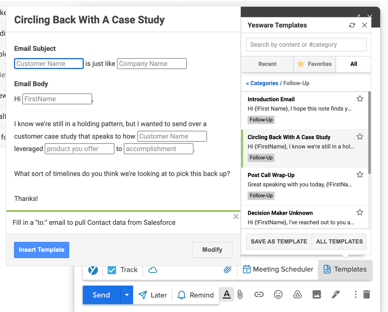 How to fill in merge fields in an email template