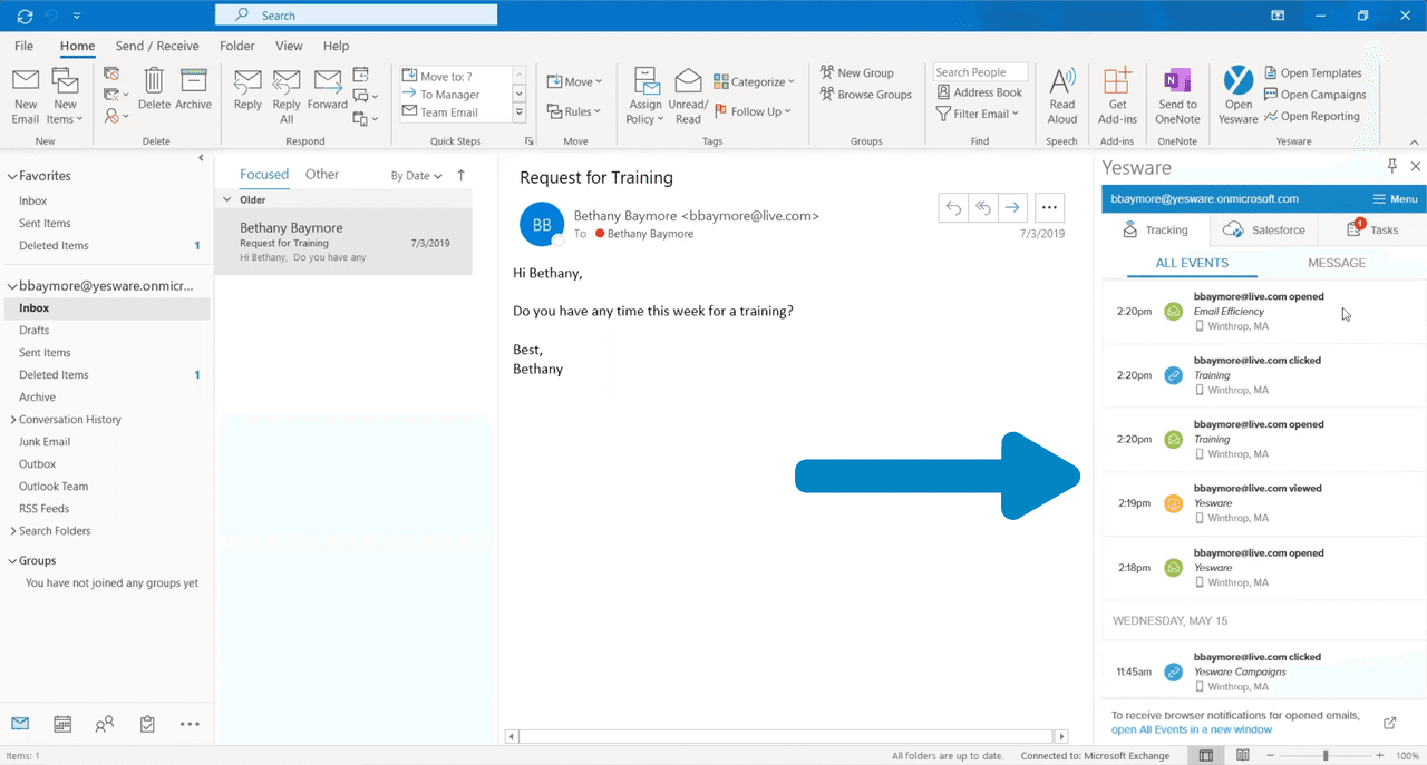 Outlook Signature: Yesware Email Tracking