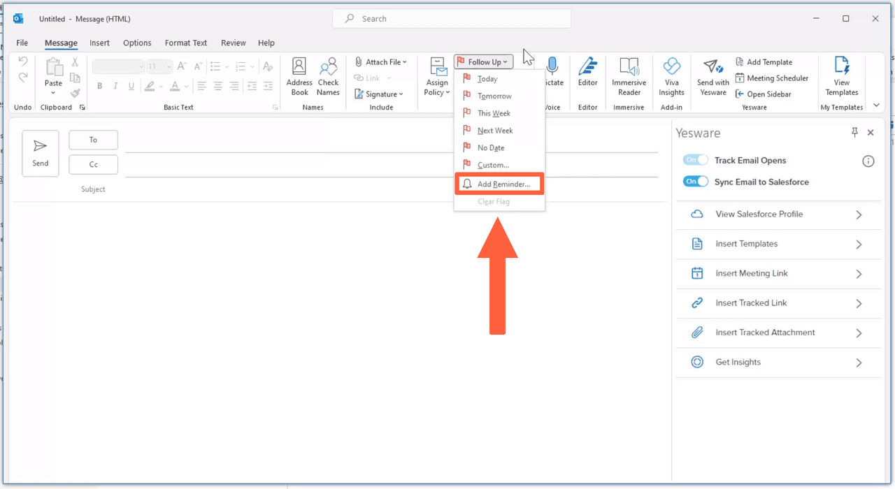 Email Reminder in Outlook