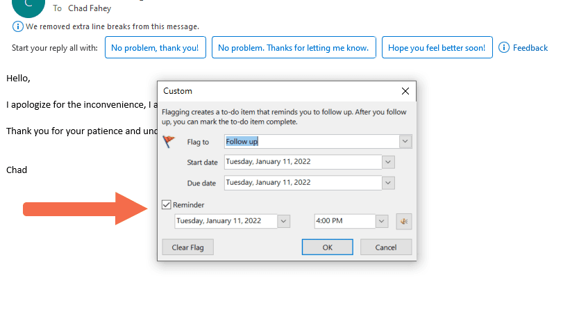 Outlook Reminder