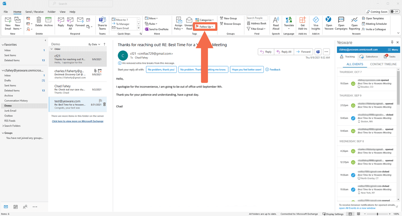 How to set an email reminder in Outlook