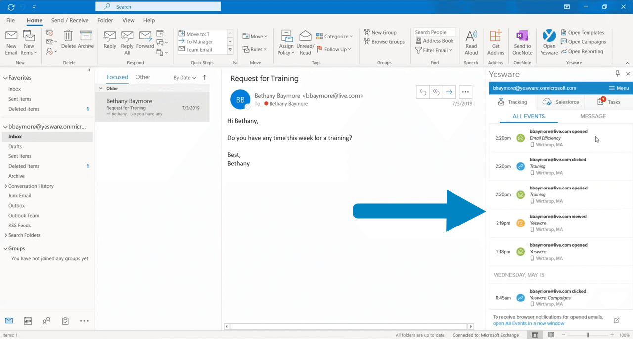 Yesware email tracking for Outlook