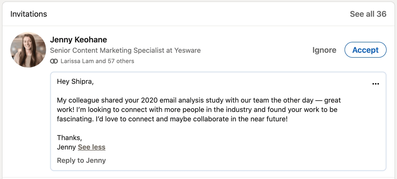 LinkedIn connection request message example