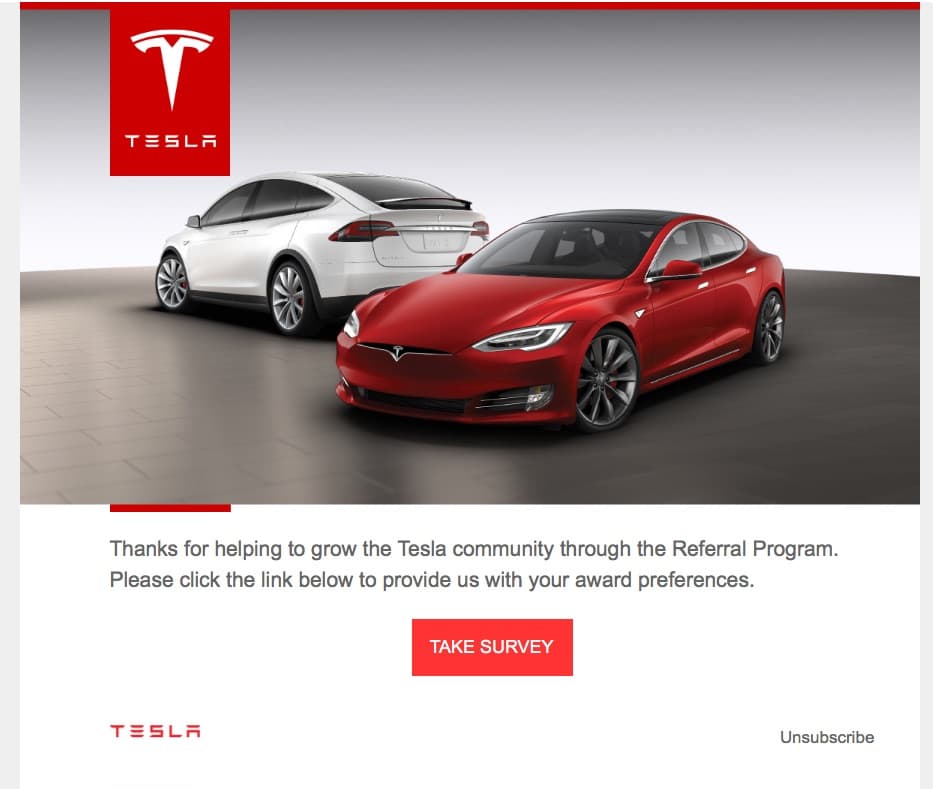 B2B lead generation example: Tesla