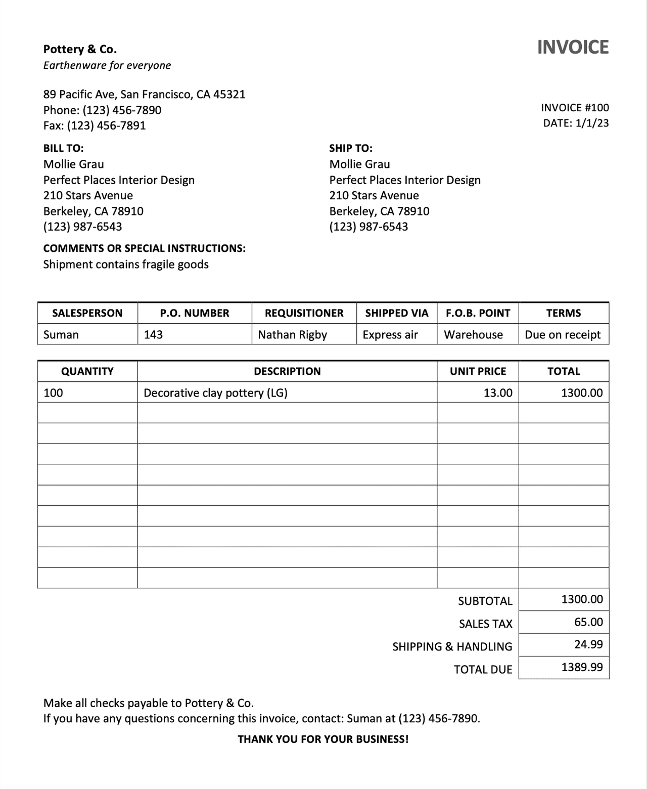 sales invoice template