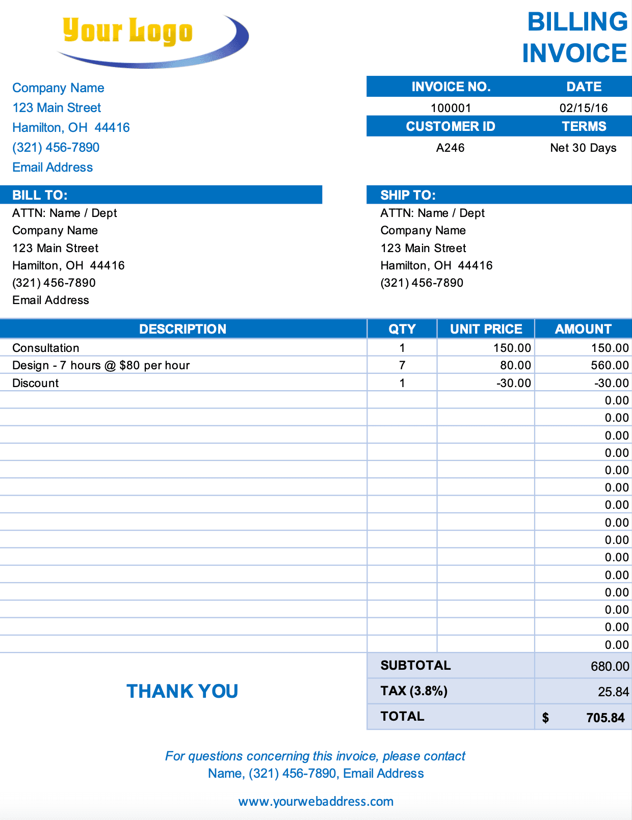 sales invoice template