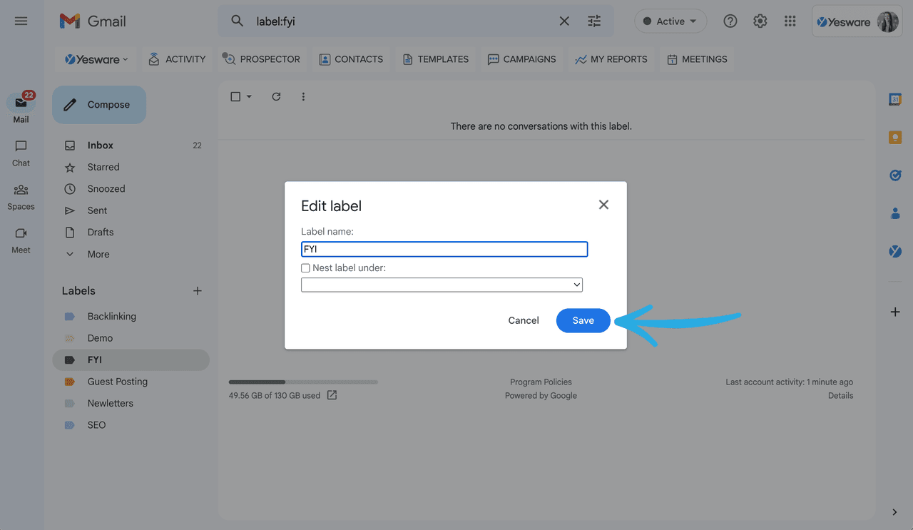 How to edit a label in Gmail: Step 4