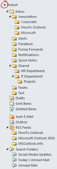 email inbox management: folders in Outlook
