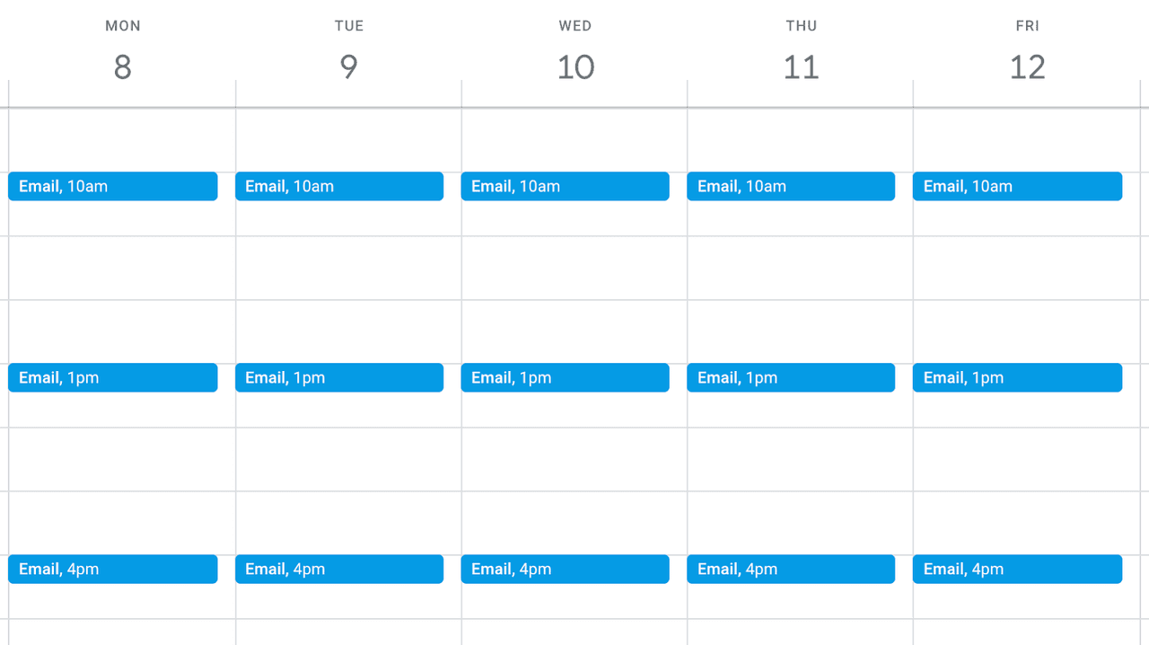 email inbox management: time blocks for email