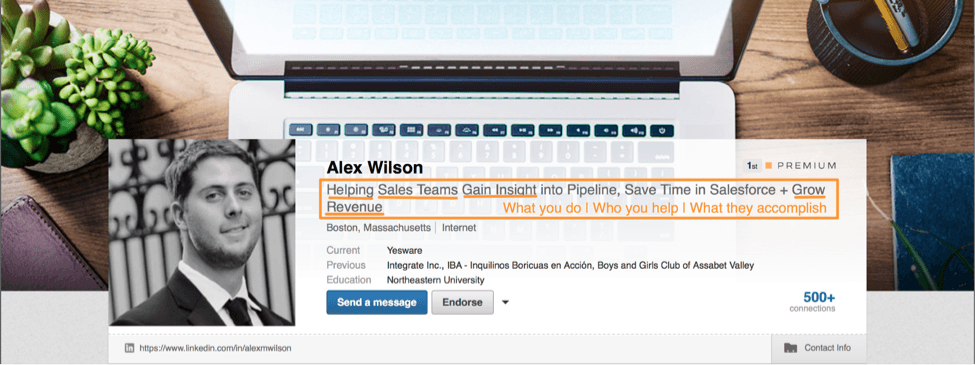 linkedin profile good example of a headline and how to frame it