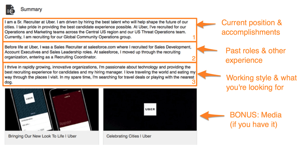 linkedin profile good summary example for recruiting