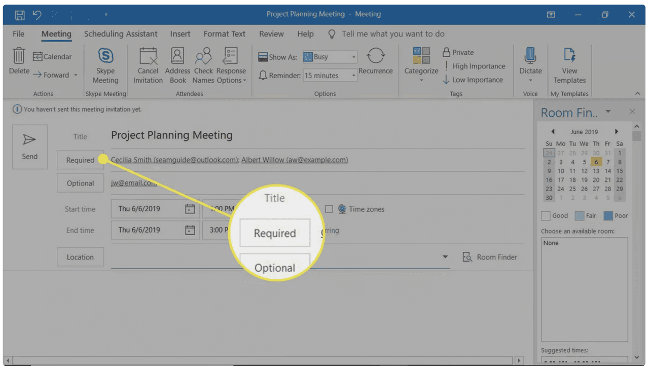 how to send a calendar invite in outlook: step 4