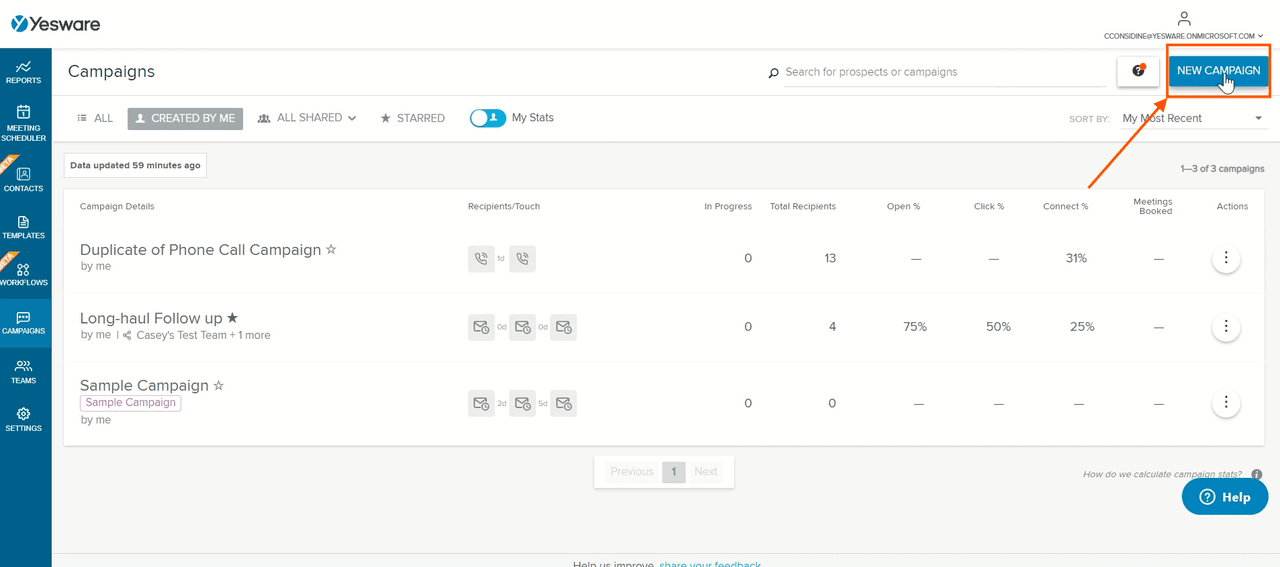 how to automate emails in outlook: create new campaign
