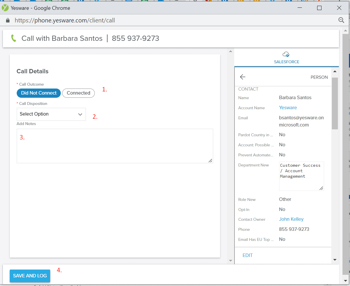pre-call planning: logging sales call notes