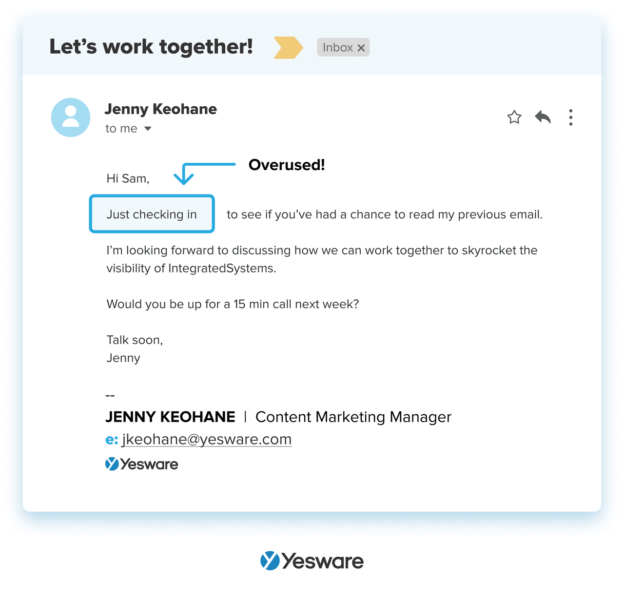 sales email templates: checking in alternatives